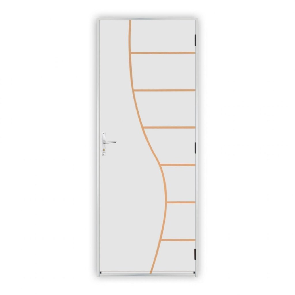 Kit Porta de Madeira Decorada 212x75cm com Batente de Alumínio 3,6cm Cantareira Mgm Branco em Oferta na Shopee