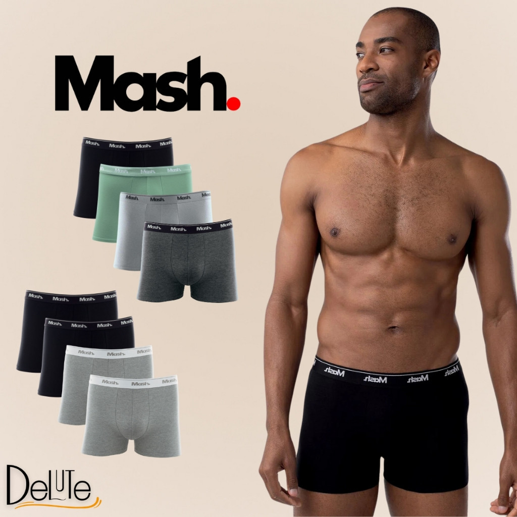 Kit Com 4 Cuecas Mash Modelo Boxer Box Em Algodao Cotton Masculino Adulto Basica em Oferta na Shopee