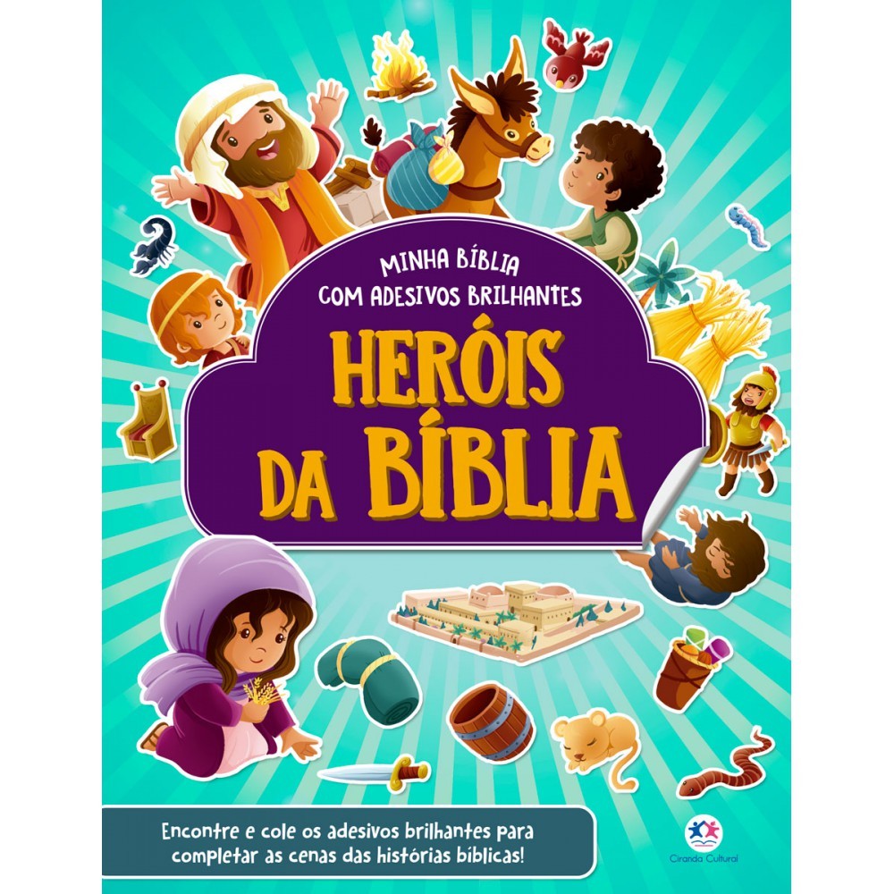 Livro Heróis da Bíblia - com adesivos brilhantes
