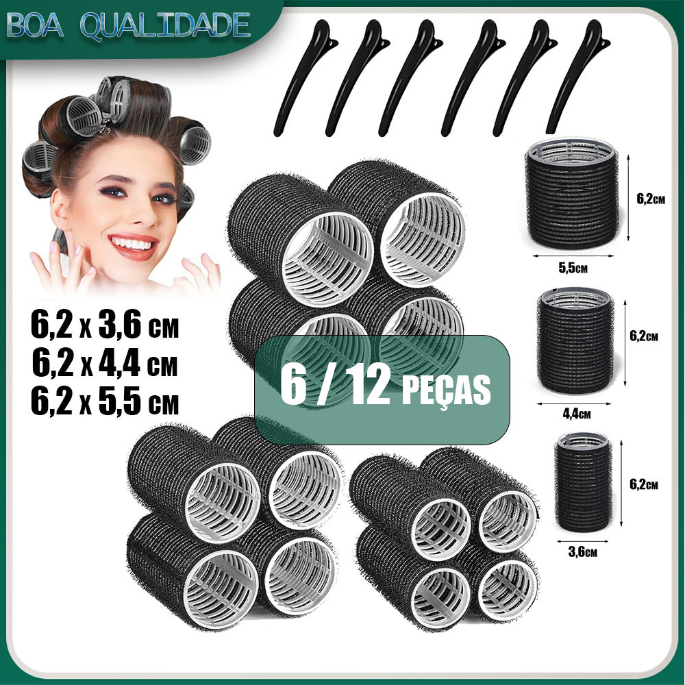 6/12 rolos para cabelo, rolos autoadesivos para cabelos longos, médios, curtos e grossos, penteados DIY(36/44/55mm)