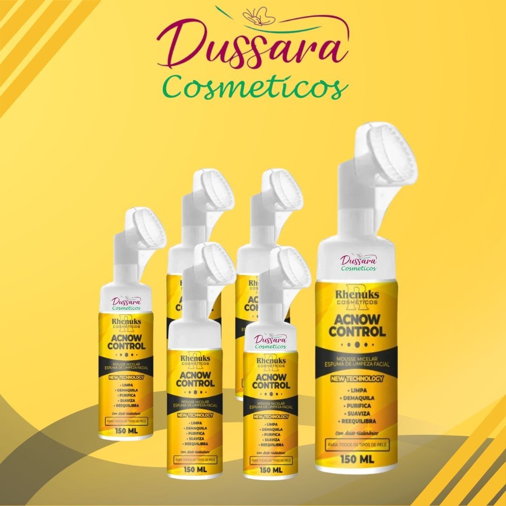 Kit 06 - 06unid (06) Mousse Micelar Espuma de Limpeza Facial Acnow Control 150ml Rhenuks