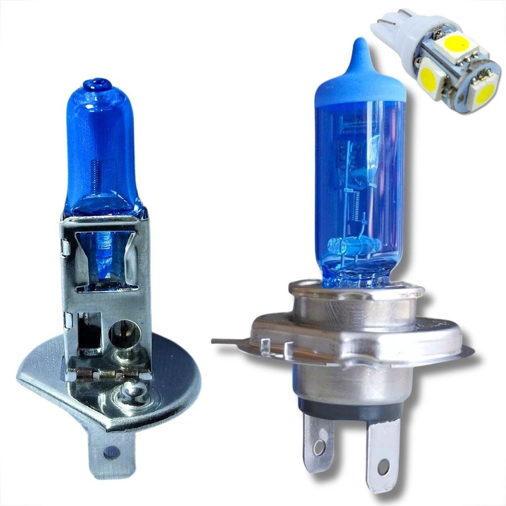 KIT SUPER BRANCA SHOCKLIGHT H1 H1 H4 + T10 LED PARA FAROL AUTOMOTIVO ALTA BAIXA MILHAS E LANTERNA