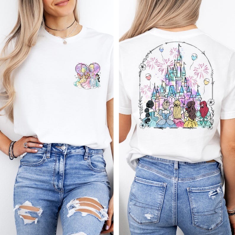 Camiseta Feminina Disney Princess Castle, Disneyland Castle Best Friends GiftCasual Blusa Unissex em Oferta na Shopee