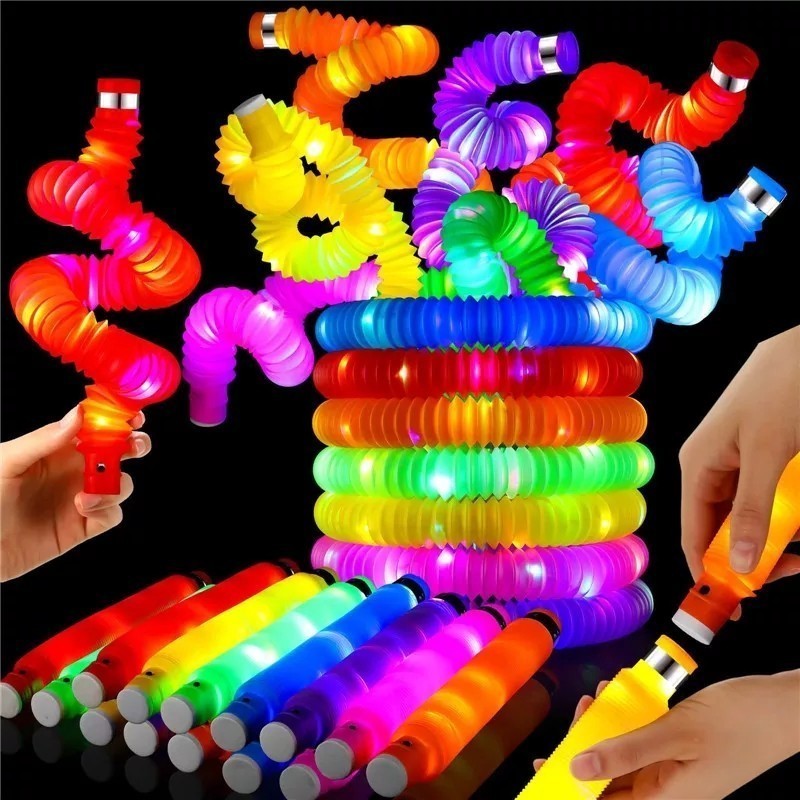 Kit 6-30pcs  Com Led Fidget Toy Pop It Divertido Sensorial Brinquedo Festa Presente
