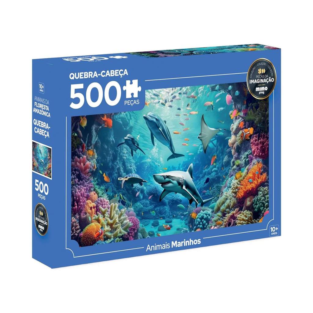 Quebra-Cabeça Puzzle Peças da Imaginação Animais Marinhos 500 peças Mimo Toys - 2634 em Oferta na Shopee