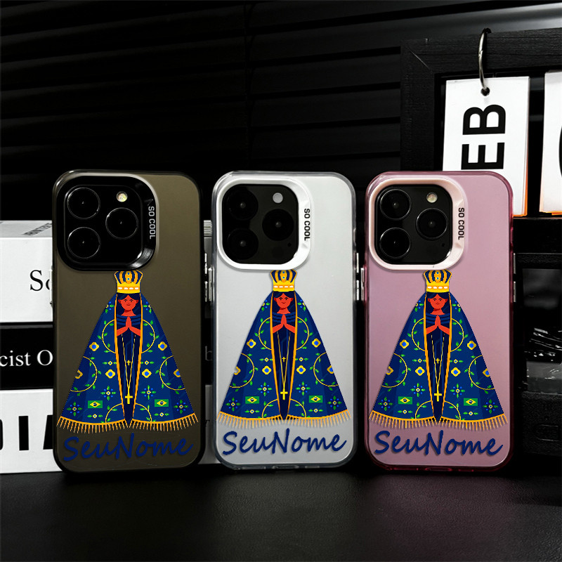 Capinha Capa De Personalizado Com Nome Jesus Nossa Senhora Aparecida para Samsung Galaxy A07 A05S A10S A04E A35 A14 Capa