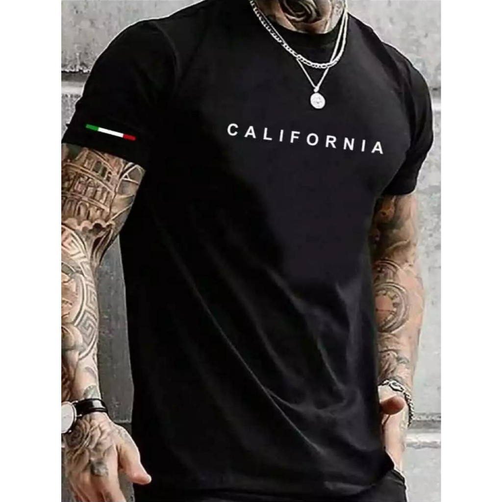 Camiseta Preta Masculina Camisa California Urban Street 100% Algodão Estampada Básica