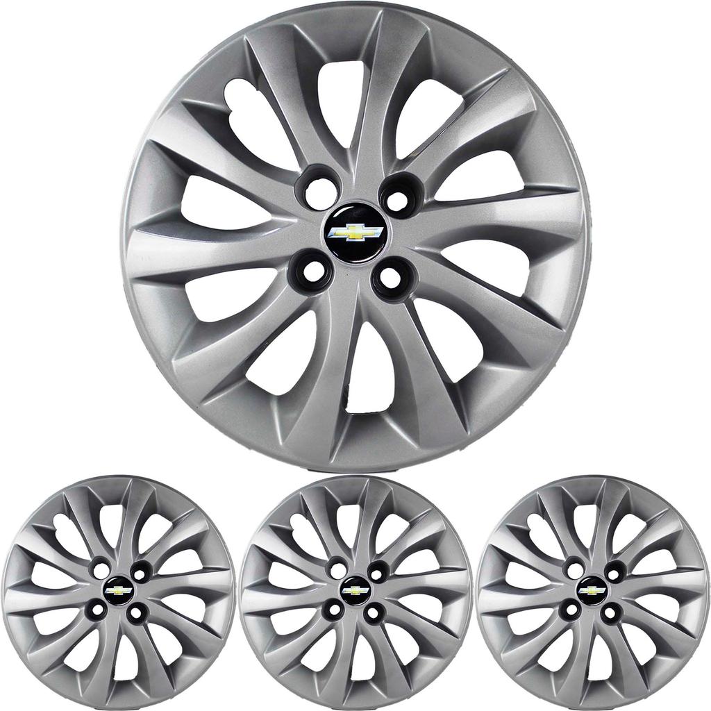 4 Calota Cobalt Aro 15 Prata Metálico com Emblema