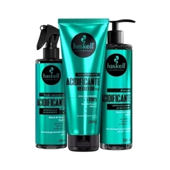 Kit Haskell Acidificante – Reconstrução e Tratamento Ultraintensivo (Shampoo + Supermáscara + Fluido Reconstrutor)