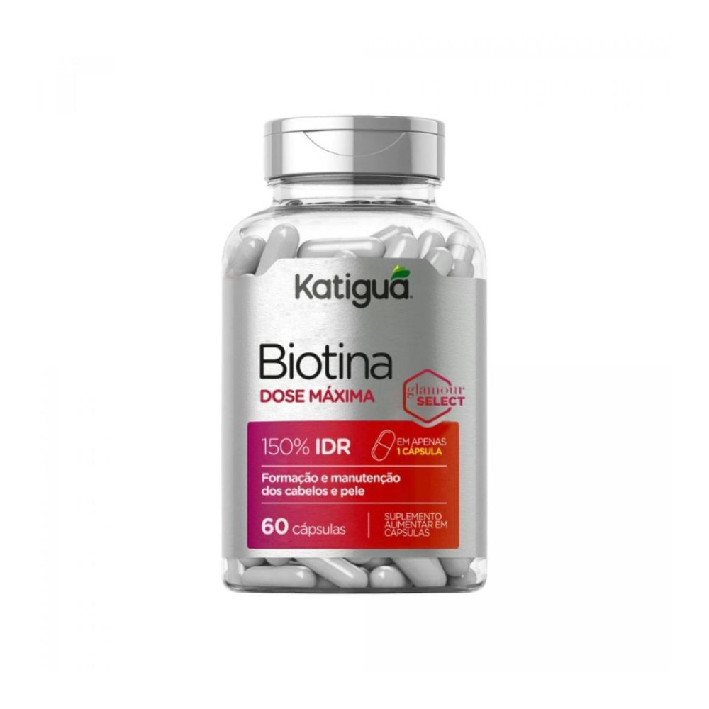 Biotina Katinguá Dose Máxima 500mg Cabelos e Pele com 60 Cápsulas