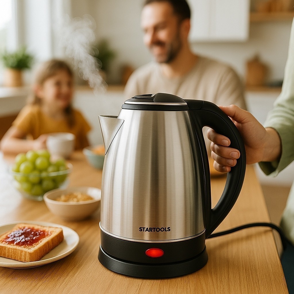 Chaleira Elétrica Inox 127v 1,8Litros Bule Automático Esquenta Rápido Praticidade Cozinha Café Chá