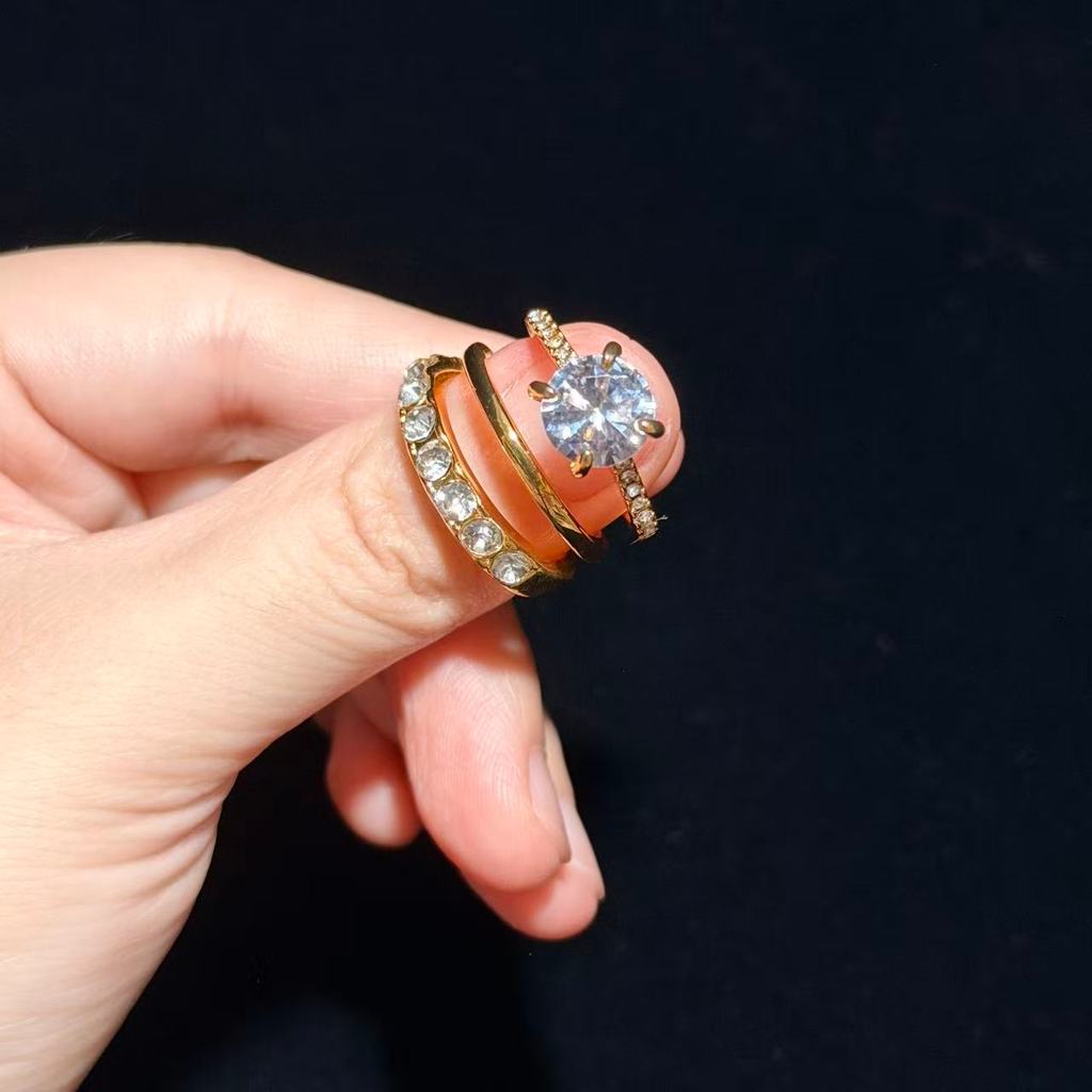 S925 prata esterlina quatro garras redondo diamante empilhamento anel completo diamante linha diamante luz anel de luxo 