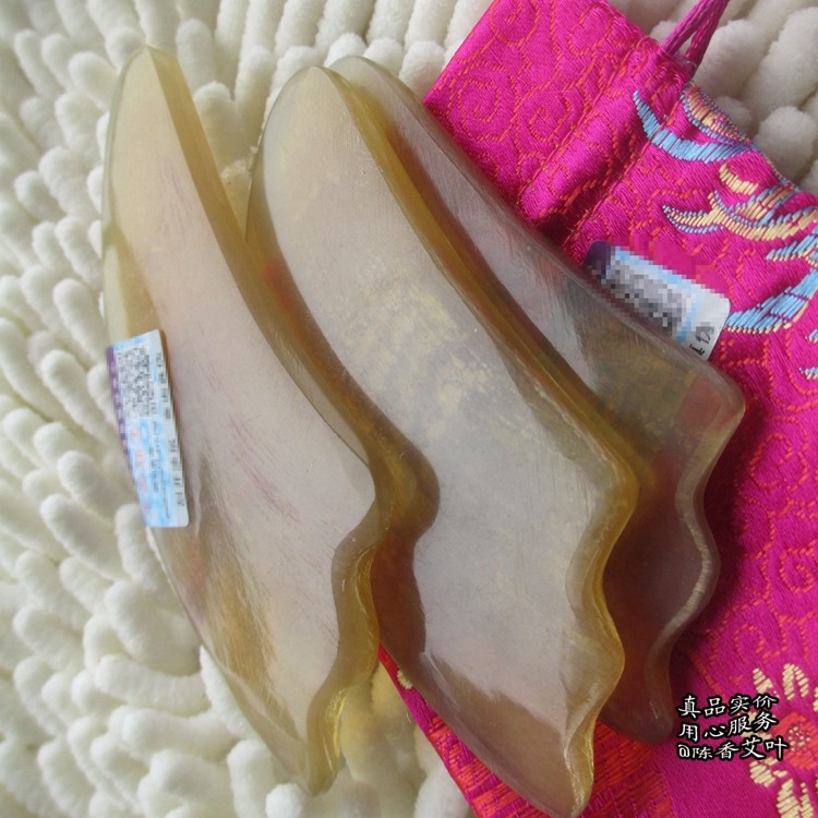 Puro Natural genuíno chifre de iaque raspagem placa beleza facial raspagem placa beleza facial volta raspagem placa 4A B