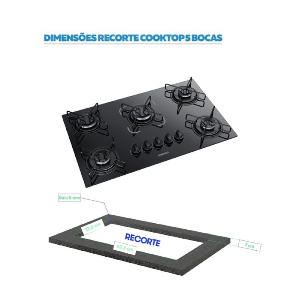 Cooktop Itatiaia 5 Bocas Essencial Preto - Bivolt