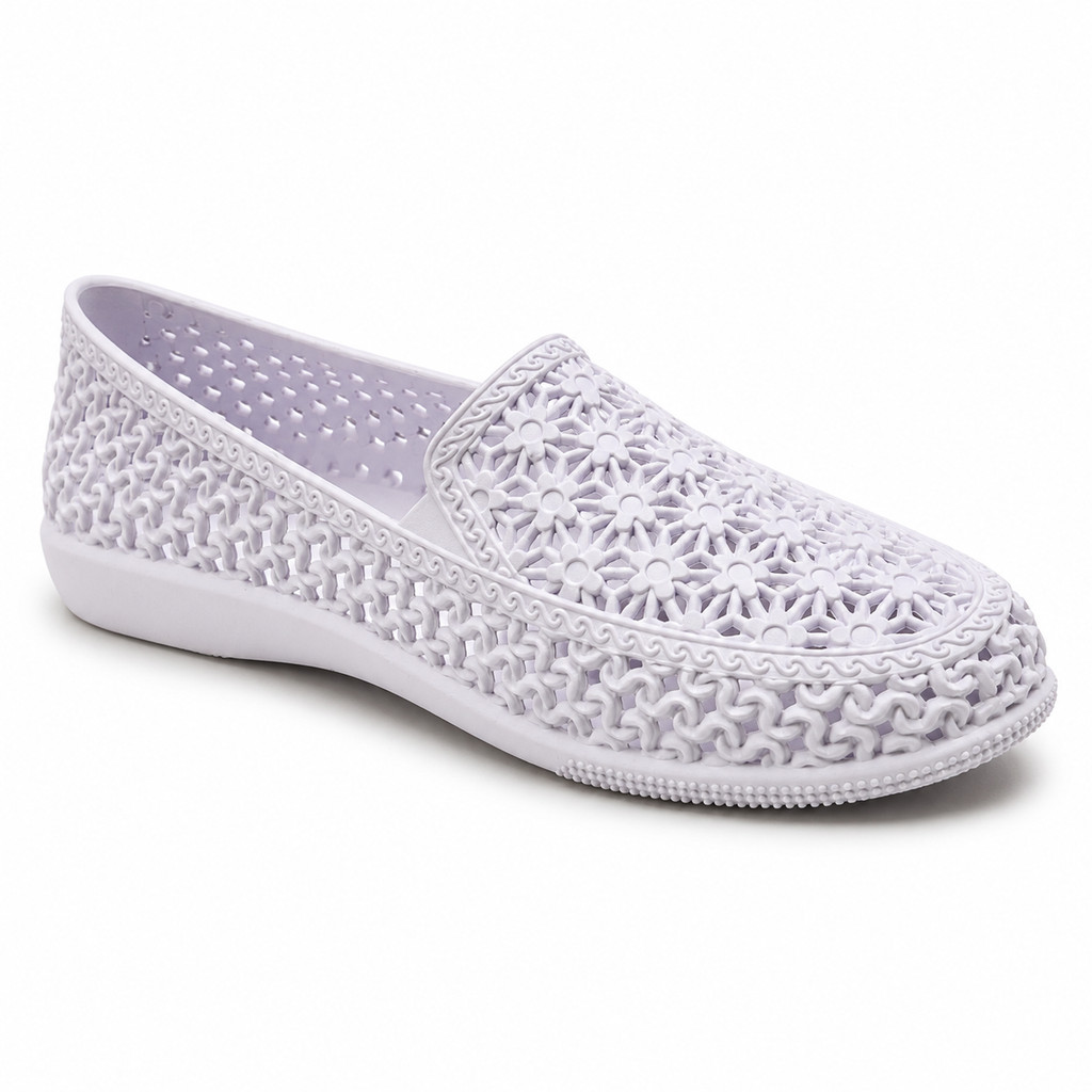 Sapato Feminino Casual Sapatilha Furadinha Confortável Antiderrapante Leve Respirável Trabalho Versátil Conforto Diário