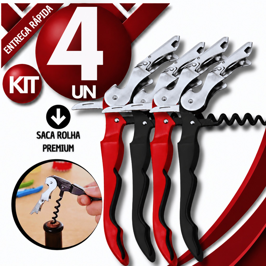 Kit Abridores Vinho Garrafas 12cm Simples Articulado Prático Inox Saca Rolhas Cor Sortidas Utilidades
