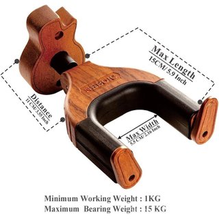 Suporte de Parede para Guitarra Neboic, Suporte de Parede para Guitarra com Bloqueio Automático, Base de Madeira Sólida 