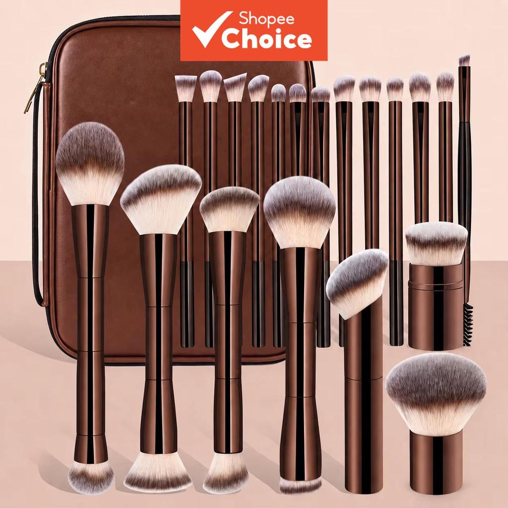 Conjunto De Pincéis De Maquiagem Facial 20 Unidades Com Bolsa De Armazenamento Base Blush Pó Sombra Kit Completo