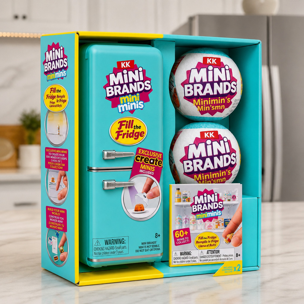 Kit Geladeira Mini Brands com 2 Cápsulas Bolas Surpresa - Brinquedo Infantil Colecionável
