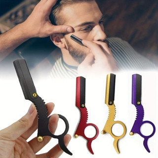 Navalha, navalha manual vintage sem lâminas, suporte de segurança em aço inoxidável para limpeza facial