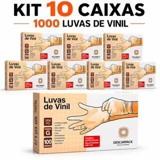 Luva de Vinil Sem Pó Descartável – Caixa com 1000 Unidades – Descarpack