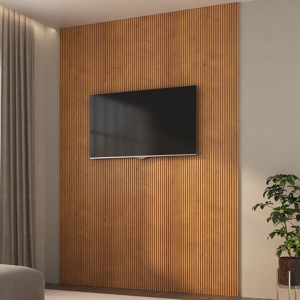 Painel Ripado em Placa 2,85x12,2 (0,34m2) Poliestireno Cumaru