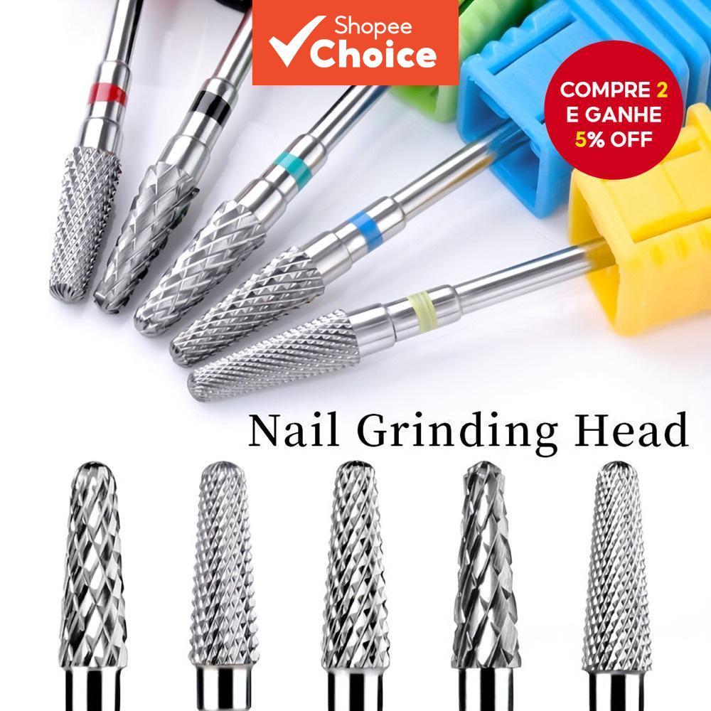  Broca de Aço Tungstênio Profissional, Cone de Carboneto para Manicure, Acessório de Arte para Unhas para Lima Elétrica