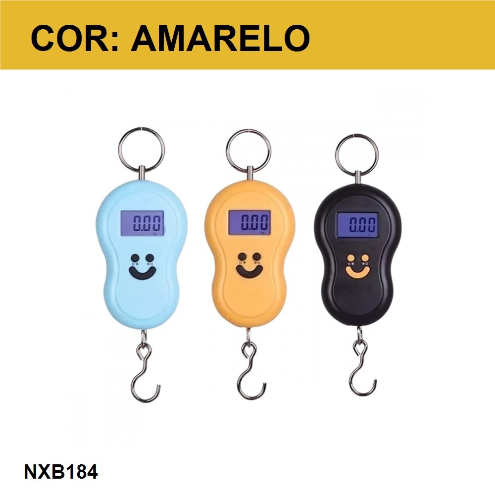 Balança Digital Portátil Kapbom KA-B107 com Visor LCD e Gancho 50 Kg - Cor Amarelo