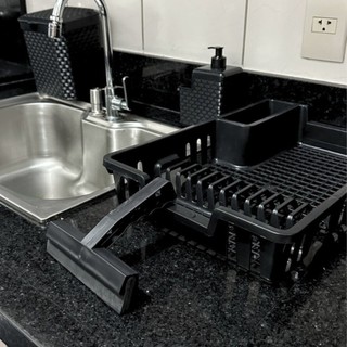 Kit Cozinha Completa Escorredor De Louça + Lixeira de Pia 5 litros + Porta Detergente + Rodinho Pia