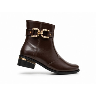 Bota Feminina Elegance Coturno Básico Confortável Fivela Dourada