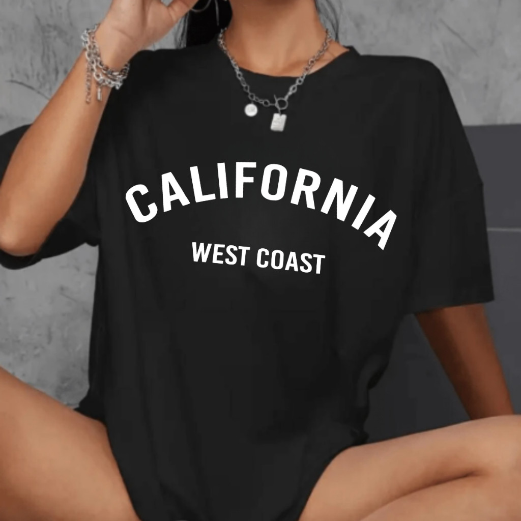 [Premium em Algodão Puro]SG Camiseta Oversized Streetwear Feminino California