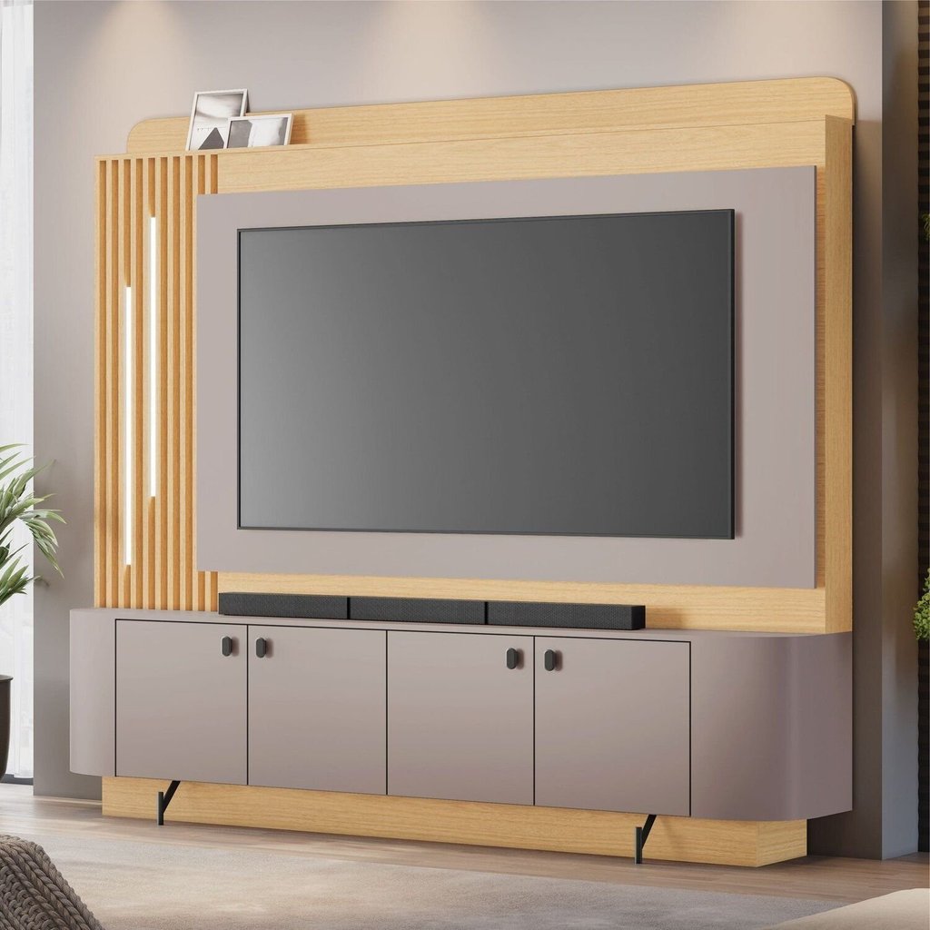 Estante para TV e Home Theater MDF 182CMX204CM Detalhes Curvos