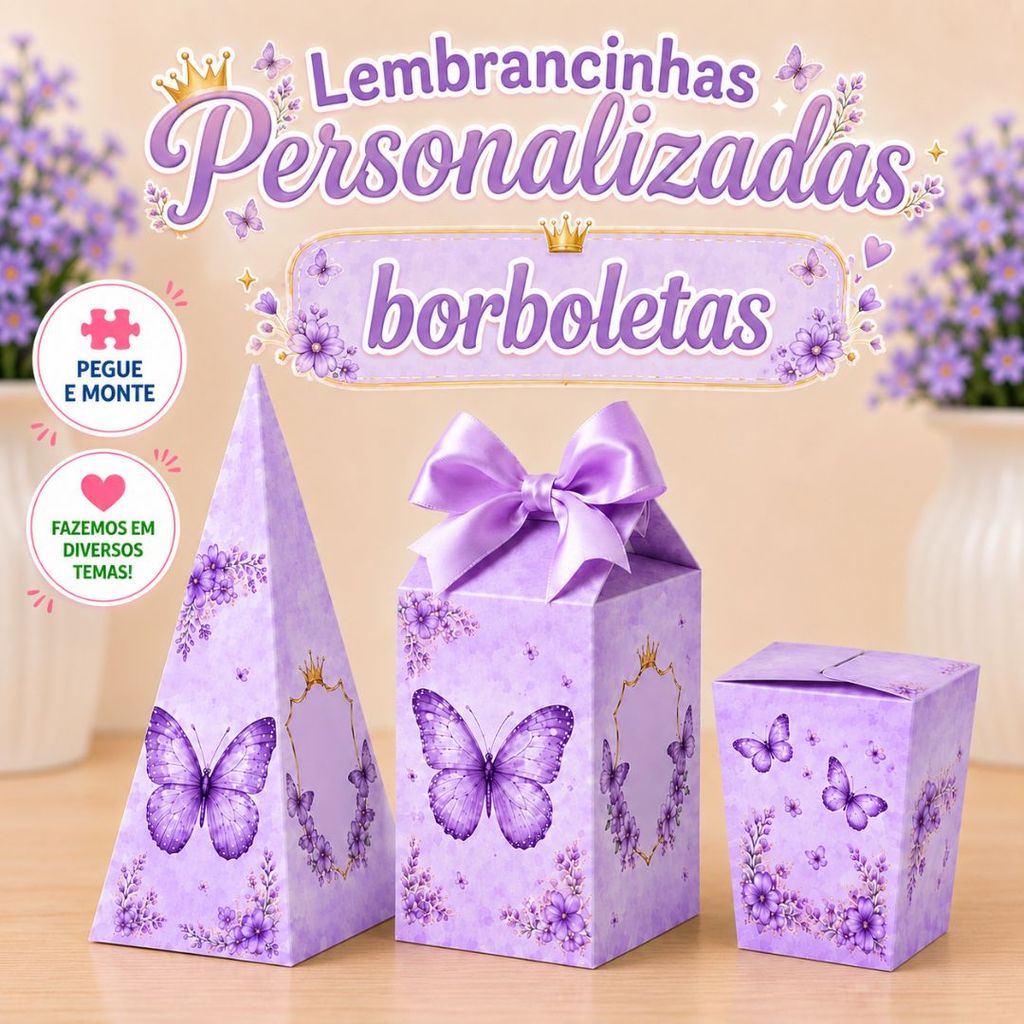 Kit Festa Borboletas Personalizado | Lembrancinha de Festa | Caixinhas | Aniversário Infantil