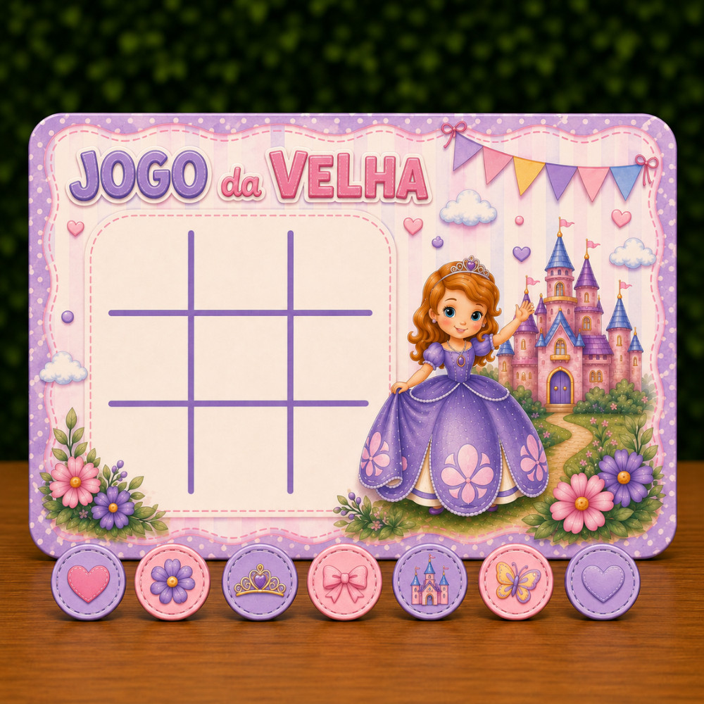 Lembrancinha Personalizada Jogo da Velha Princesa / Lembrancinha de Aniversário Personalizada Sofia