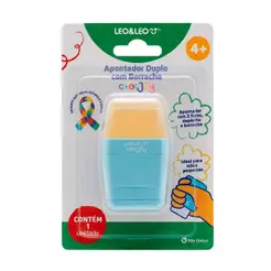 Apontador Duplo Color Joy com Depósito e Borracha Blister Leo&Leo Leonora - 10838
