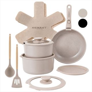 Kit Panelas Detach Hauskraft 12 Peças Antiaderente Compacto e Empilhável