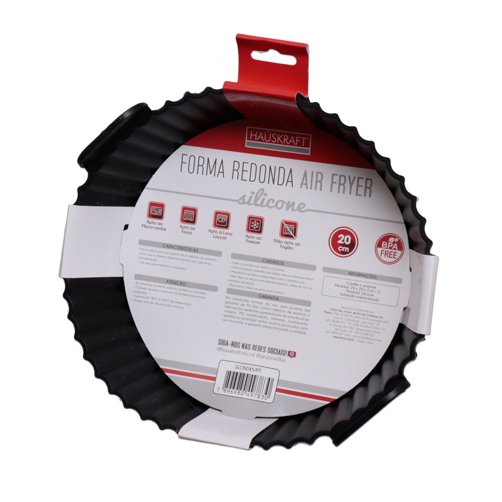 Forma Silicone Para Air Fryer Redonda Preta 20cm Hauskraft — imagem 2 de 2