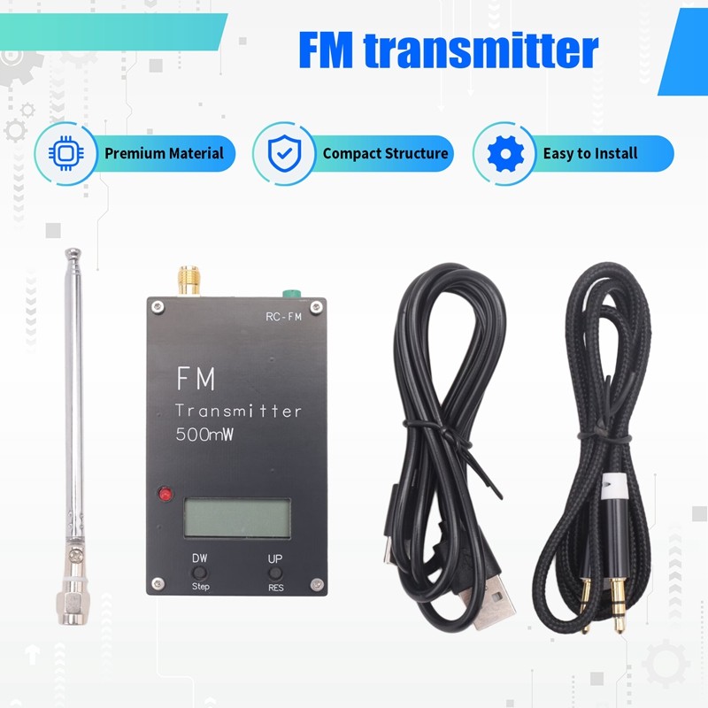 Transmissor FM Estéreo Digital , 2000M , 0.5W , Display LED , Frequência , 88M-108MHz , Para Transmissão De Rádio Campus