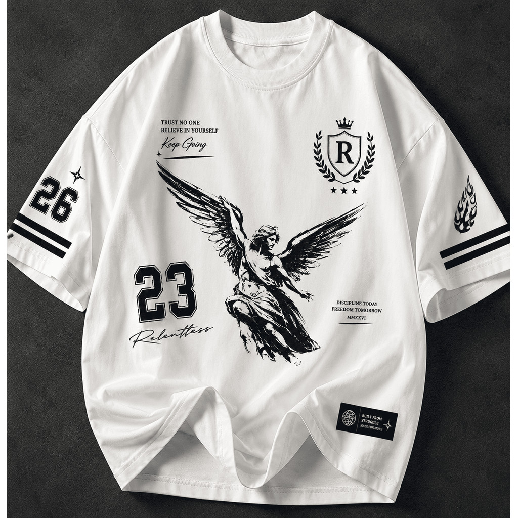 Camiseta Camisa Feminina Masculina Descolada Anjo 23 Estilo Americana Jearsey Estampa Exclusiva Algodão Premium