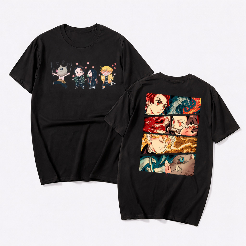 Camiseta Estampa Demon Slayer Chibli Eyes Personagens Anime Unissex Streetwear 100% Algodão Envio Rápido