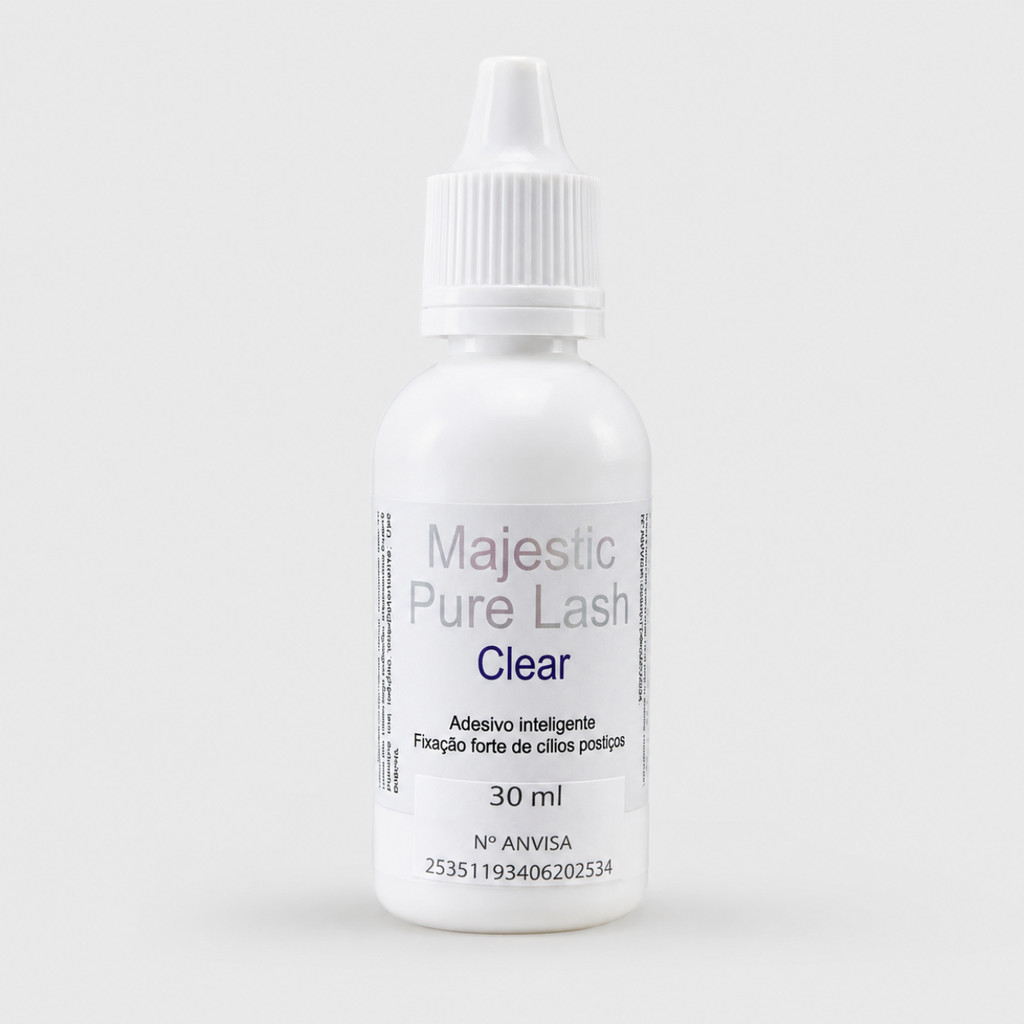 Cola Ecológica para Cílios Postiços Majestic Pure Lash Clear 30ml Fixação Até 7 Dias
