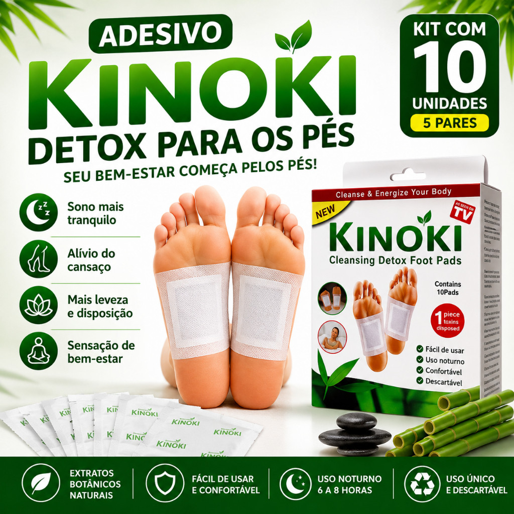 Adesivo Para os Pés Kinoki Kit 10 Unidades Uso Noturno Confortável
