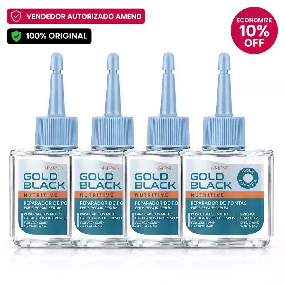 Kit 4 Óleo Reparador de Pontas Amend Gold Black Nutritivo 30ml