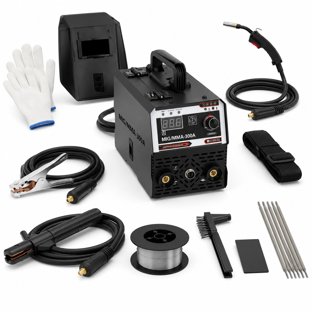 Máquina de Solda Inversora 300A Bivolt 110V/220V 2 em 1 MIG MMA Sem Gás com Toch