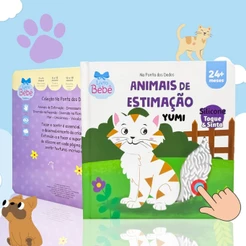 Livro Infantil Bebê Toque E Sinta Animais De Estimação Sensorial Texturas Edição Premium
