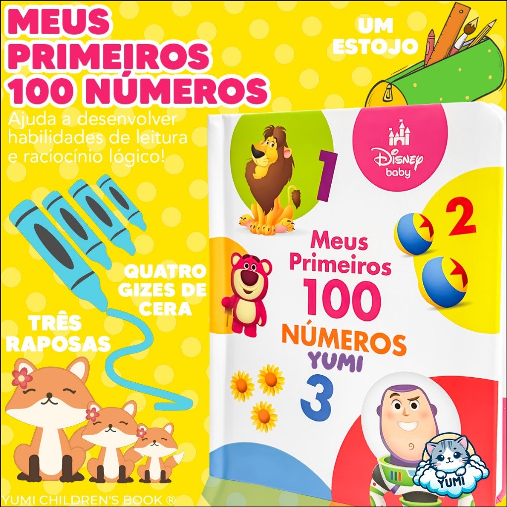 Livro Infantil Bebê Meus Primeiros 100 Números Personagens Disney Baby Educativo E Ilustrado Oficial · foto 2
