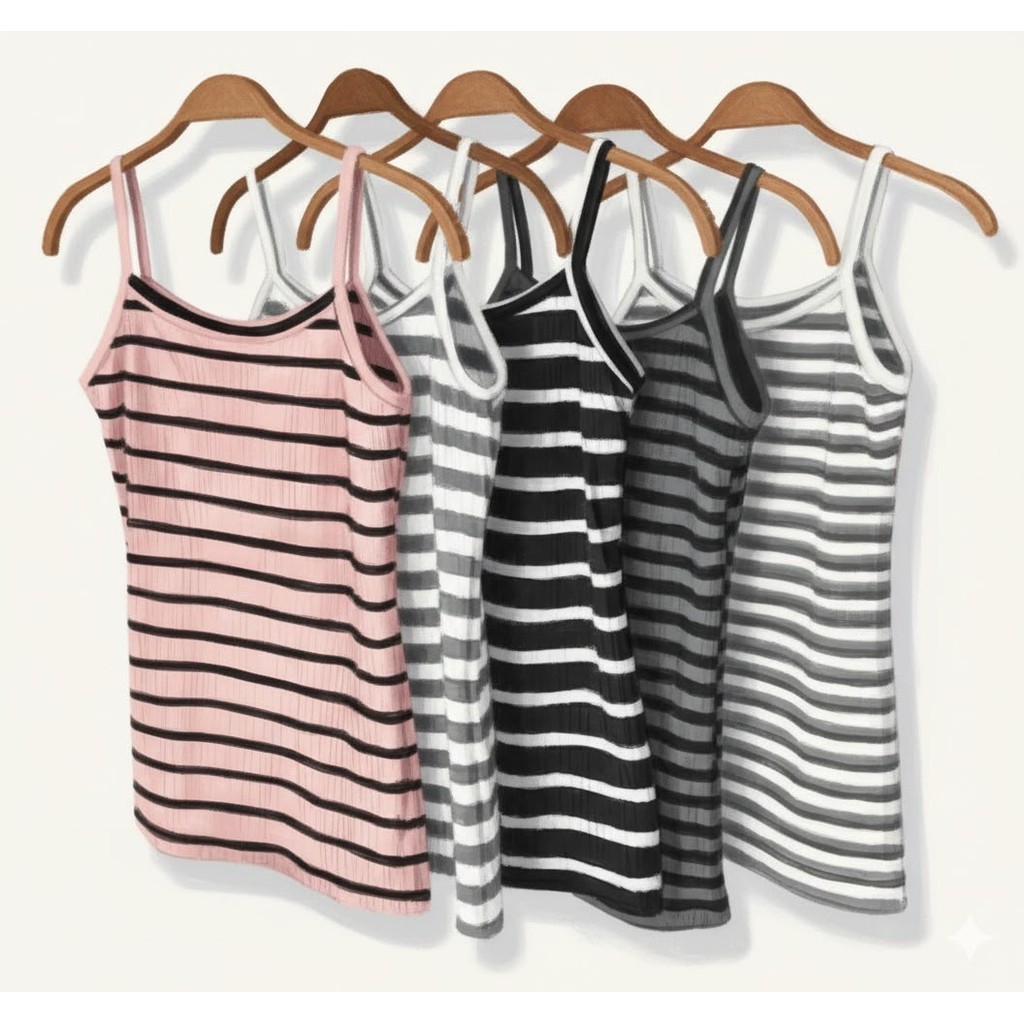 blusa feminina listrada alça regata canelada estica elastano cores novidade