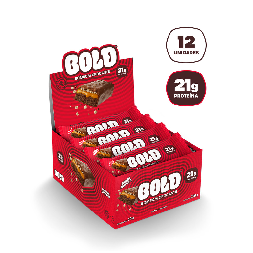 Barra de Proteína BOLD Snacks Bombom Crocante (21g de Proteína) - Caixa com 12 u