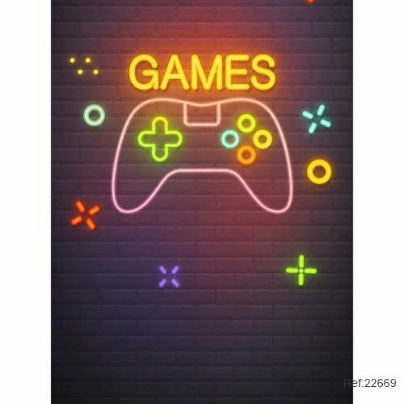 Painel Video Game Jogo Vertical Em Tecido 1,50x2,00 -   Decoração para festa infantil