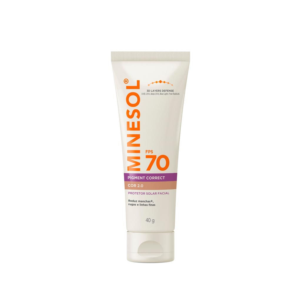 Protetor Solar Facial Minesol FPS 70 Pigment Correct Cor 2.0 40g